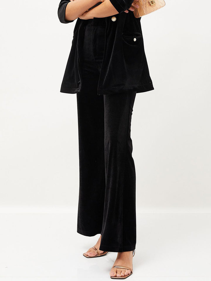 SASSAFRAS Women Black Mid-Rise Bootcut Trousers