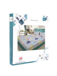 Myntra Elegant Homes Grey & Green Geometric 300 TC King Bedsheet with 2 Pillow Covers