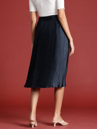 all about you Women Accordion Pleats High Waist Midi Skirt