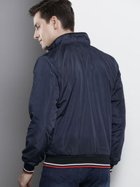 The Indian Garage Co Men Blue Solid Biker Jacket