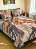 Moda Rapido X KLOTTHE Grey & Brown 400 TC King Bedsheet with 2 Pillow Covers