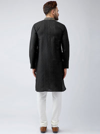 SOJANYA Men Black Embellished Straight Kurta