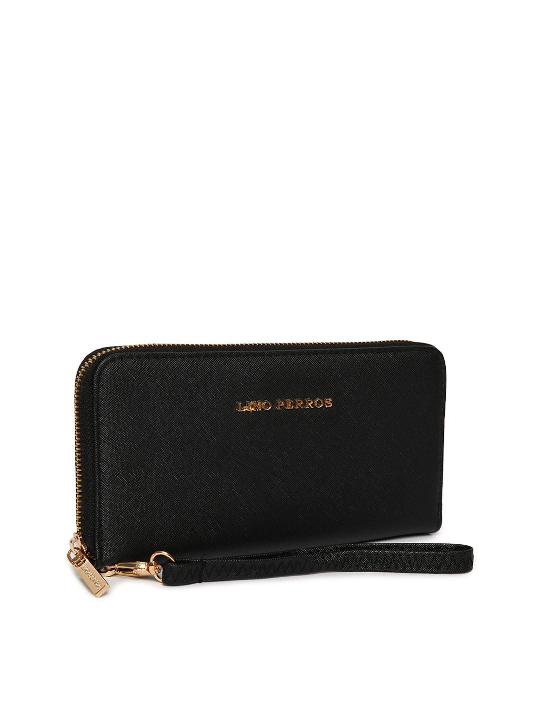 Lino Perros Women Black Solid Zip Around Wallet