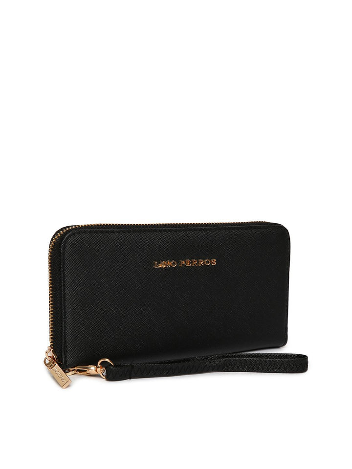 Lino Perros Women Black Solid Zip Around Wallet