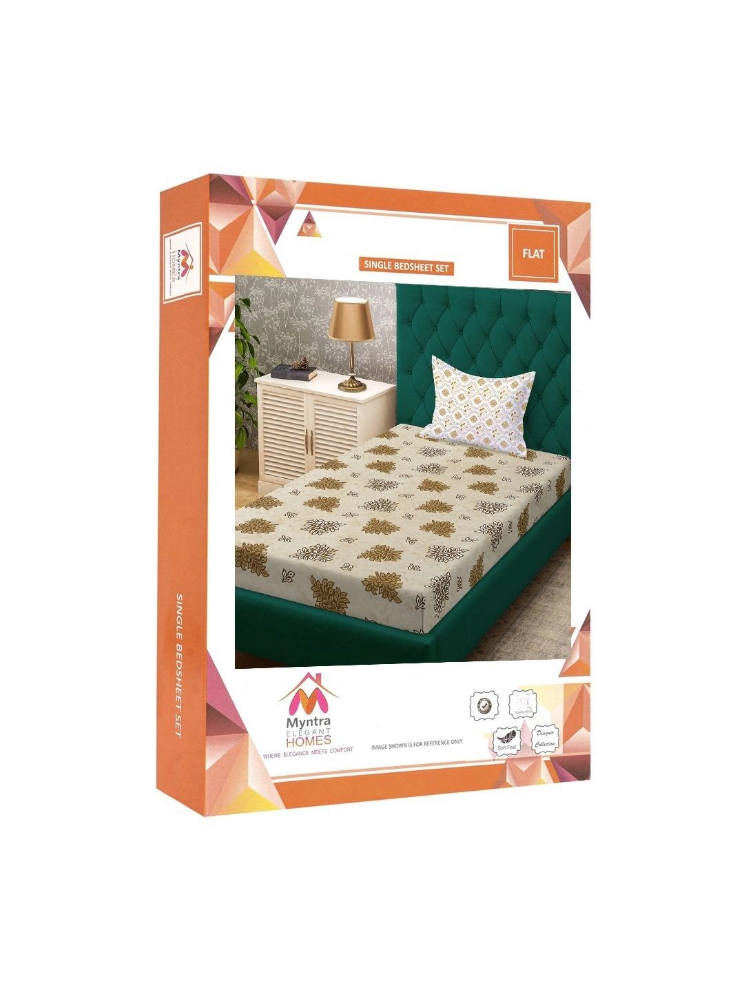 Myntra Elegant Homes Yellow Floral 400 TC Single Cadar dengan 1 Sarung Bantal