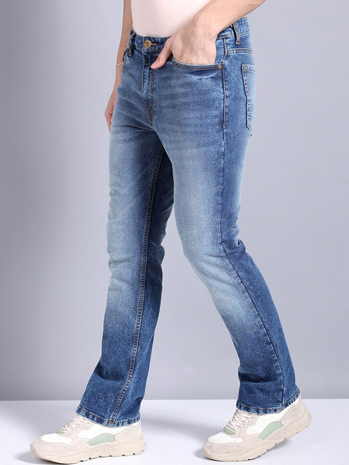 The Indian Garage Co Men Blue Bootcut Mid-Rise Clean Look Stretchable Jeans