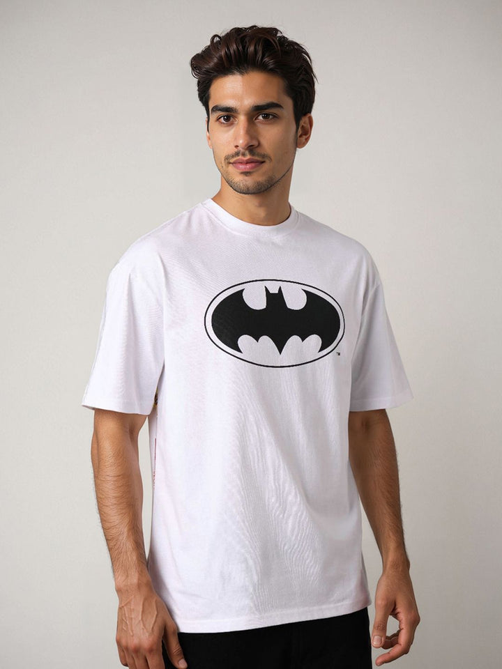 The Indian Garage Co Men Batman Graphic Printed Round Neck Pure Cotton Boxy T-shirt