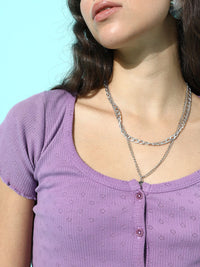 STREET 9 Women Bright Fuchsia Solid Schiffli Pure Cotton Top