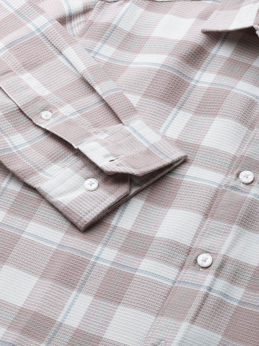 VASTRADO Men Classic Spread Collar Checked Cotton Slim Fit Casual Shirt