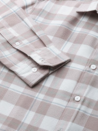 VASTRADO Men Classic Spread Collar Checked Cotton Slim Fit Casual Shirt