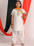VASTRAMAY Girls White Yoke Design Regular Gotta Patti Kurta & Patiala With Dupatta