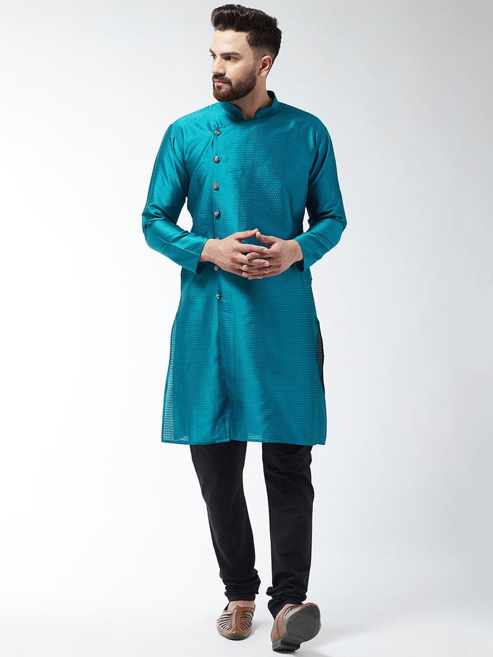 SOJANYA Kurta Lurus Bercetak Biru Lelaki