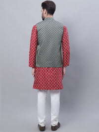 SOJANYA Kurta Bercetak Motif Etnik Dengan Baju Tidur & Jaket Nehru
