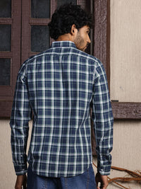 Thomas Scott Standard Slim Fit Tartan Checks Pure Cotton Casual Shirt