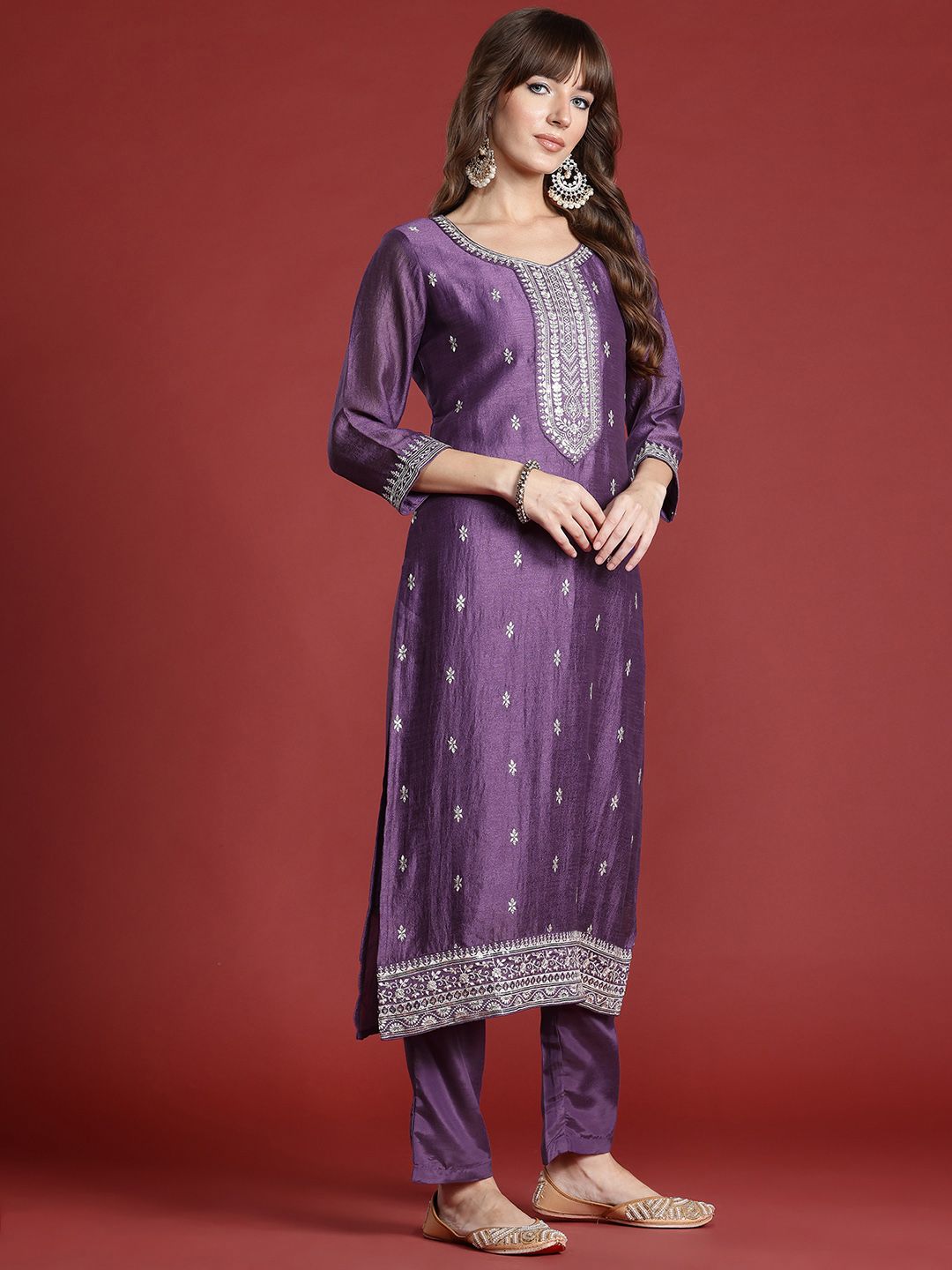 Indo Era Women Ethnic Motifs Embroidered Sequinned Kurta with Trousers & Dupatta