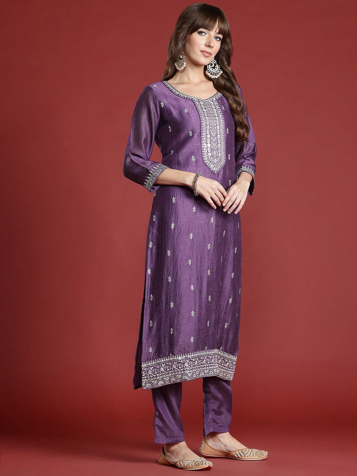 Indo Era Women Ethnic Motifs Embroidered Sequinned Kurta with Trousers & Dupatta