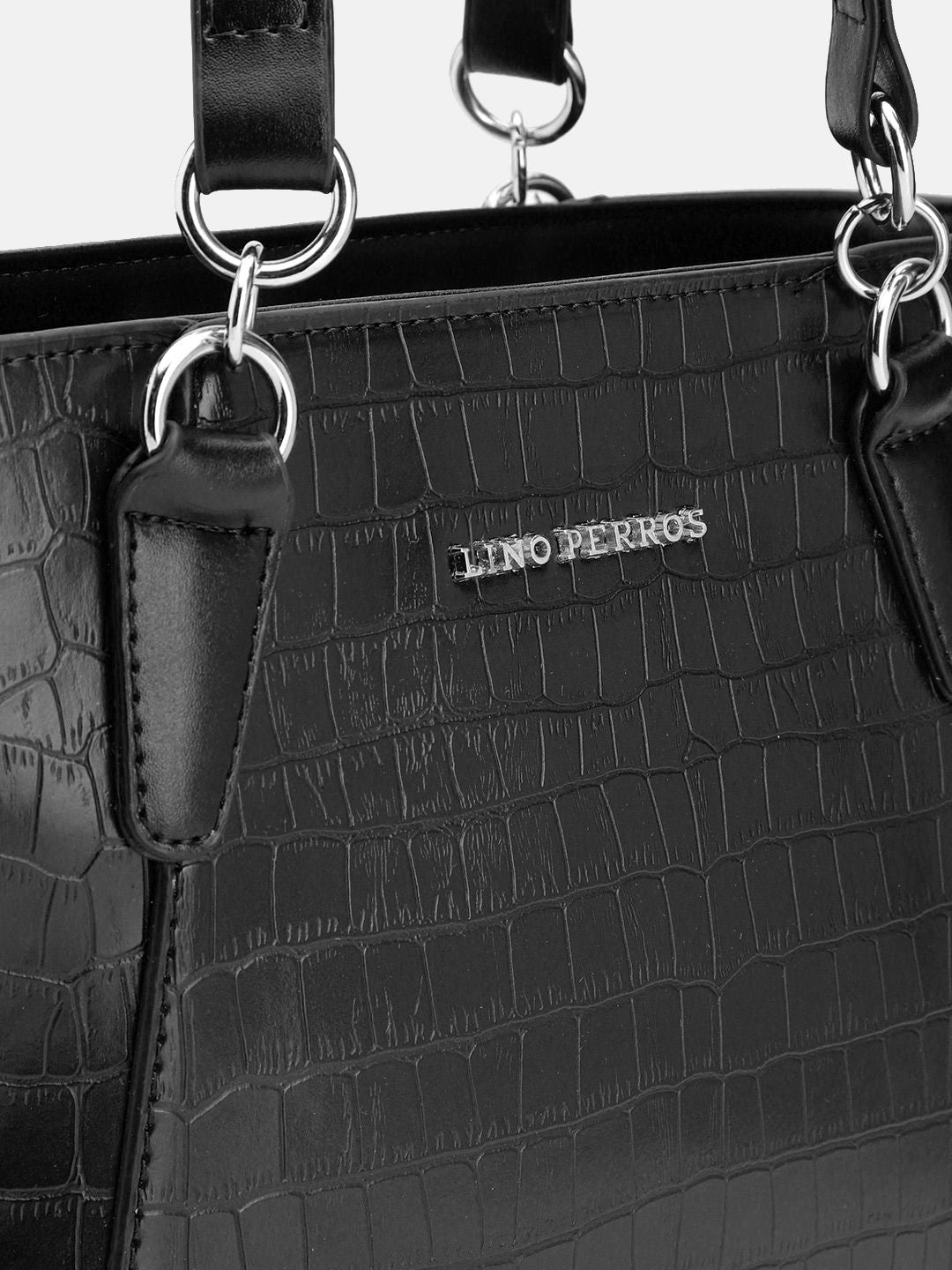 Lino Perros Croc Textured Structured Shoulder Bag