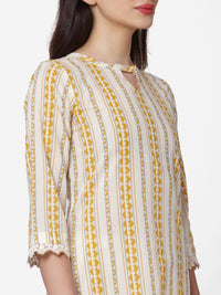 KALINI Geometric Printed Regular Pure Cotton Kurta With Trousers
