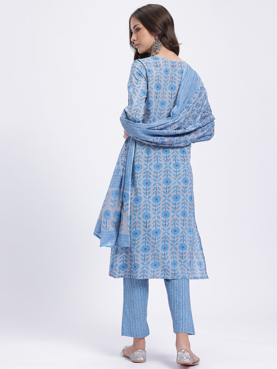 Anouk Ethnic Motifs Printed Kurta with Trousers & With Dupatta