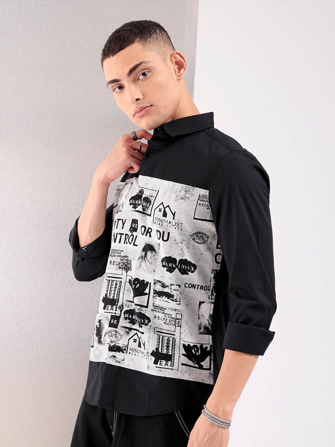 The Indian Garage Co Slim Fit Long Sleeves Cotton Opaque Printed Casual Shirt