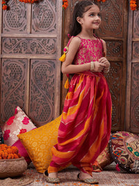 pspeaches Girls Floral Printed Shoulder Straps Top with Dhoti Pants