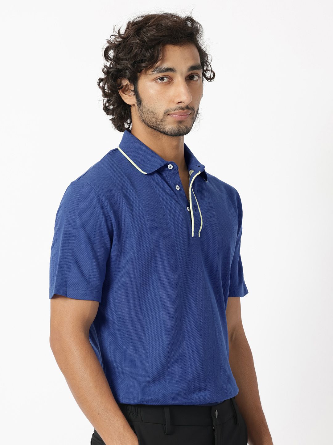 RARE RABBIT Men Cardona Polo Collar Pure Cotton Slim Fit T-Shirt