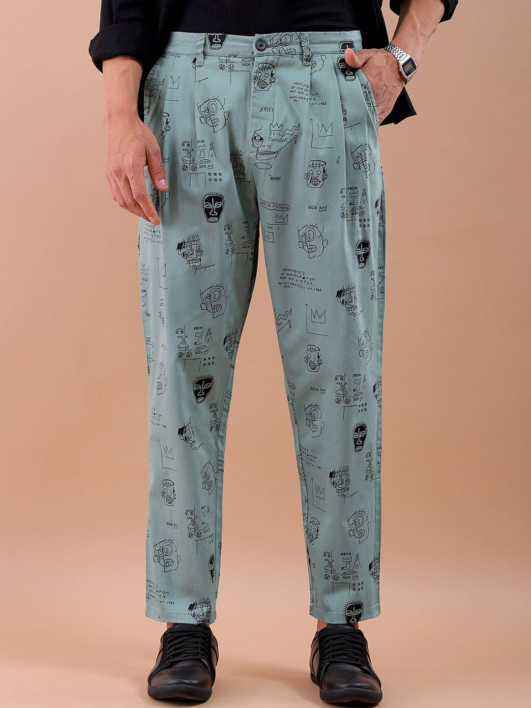 The Indian Garage Co Abstract Printed Cotton Loose Fit Trouser
