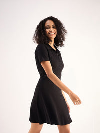 SASSAFRAS BASICS Shirt Collar Cotton Fit & Flare Dress