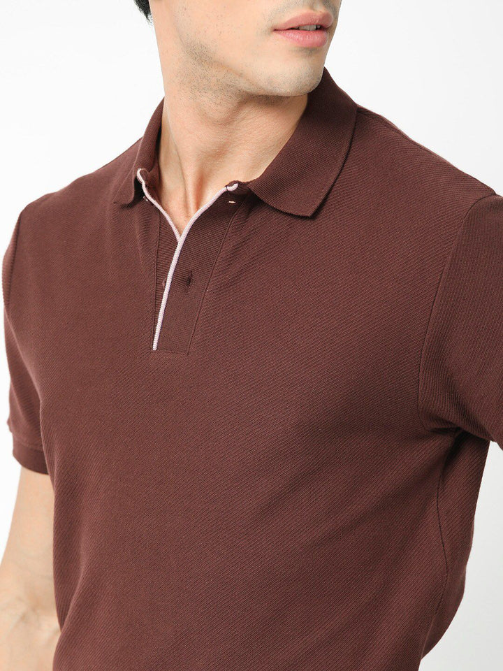 RARE RABBIT Men Rings-4 Slim Fit Solid Polo Collar T-Shirt