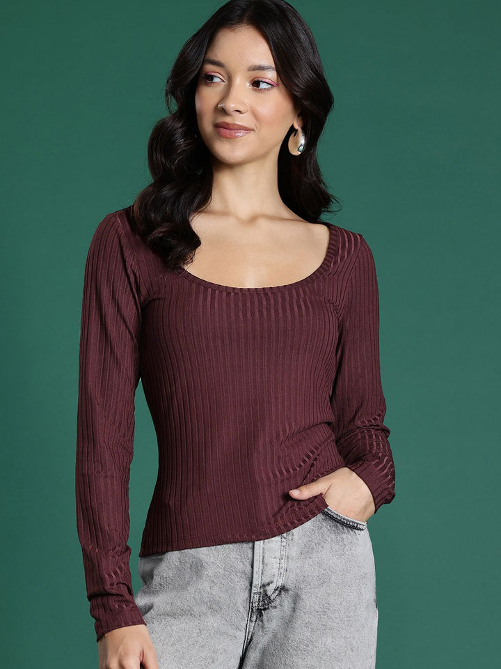 DressBerry Ribbed Scoop Neck Top
