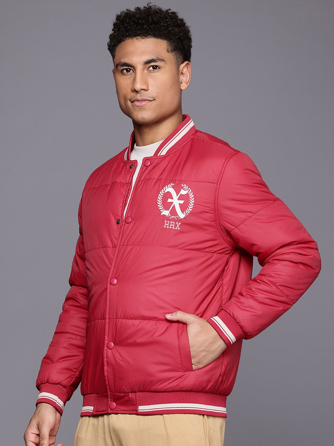HRX by Hrithik Roshan Brand Logo Print Padded Jacket