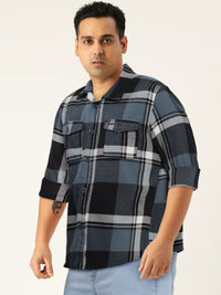 The Indian Garage Co Men Regular Fit Checked Double Flap Pocket Flannel Shirt