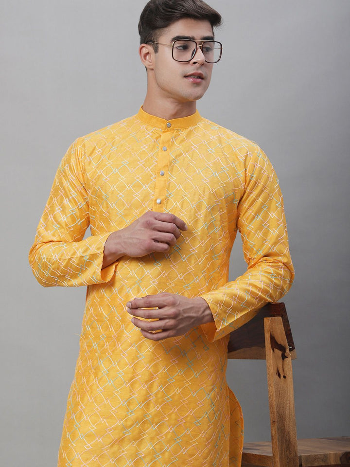 SOJANYA Embroidered Thread Work Silk Cotton Kurta with Churidar