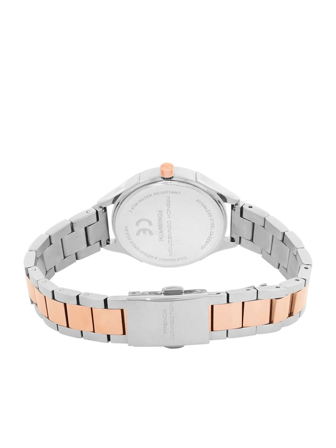 French Connection Women Embellished Dial & Stainless Steel Bracelet Style Straps Analogue Watch FCN099RTM