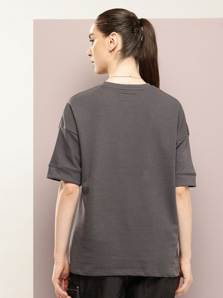 DILLINGER Women Oversized Drop Shoulder Ultra Soft Drapey Cotton Crew Neck T-Shirt
