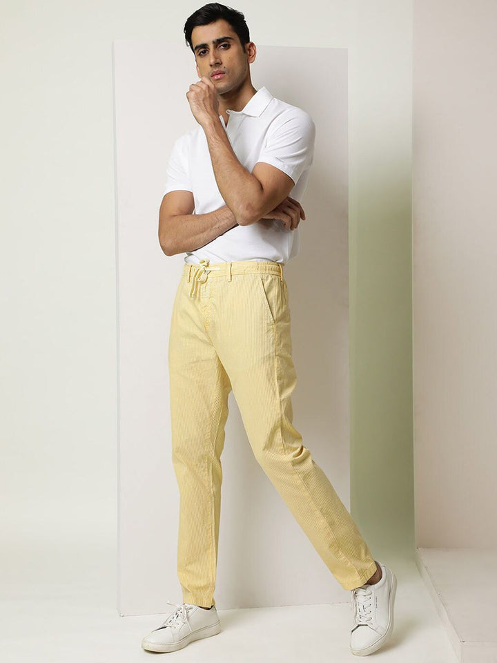 RARE RABBIT Men Monter Drawstring Slim Fit Pure Cotton Trouser