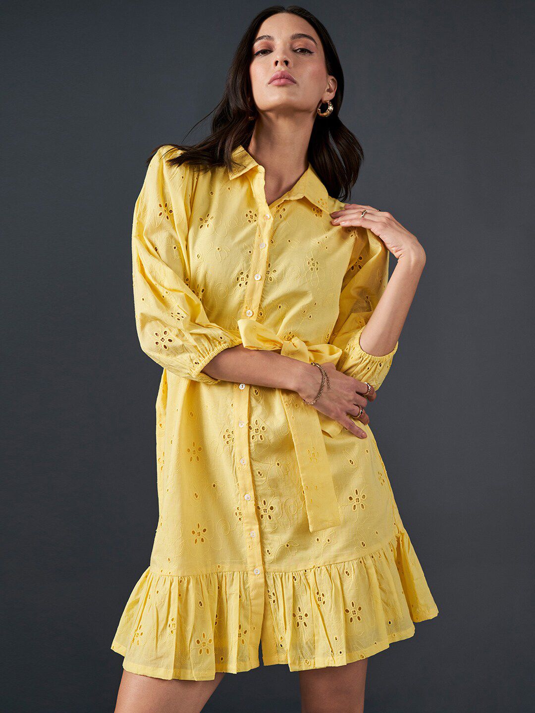 AND Self Design Shirt Dress