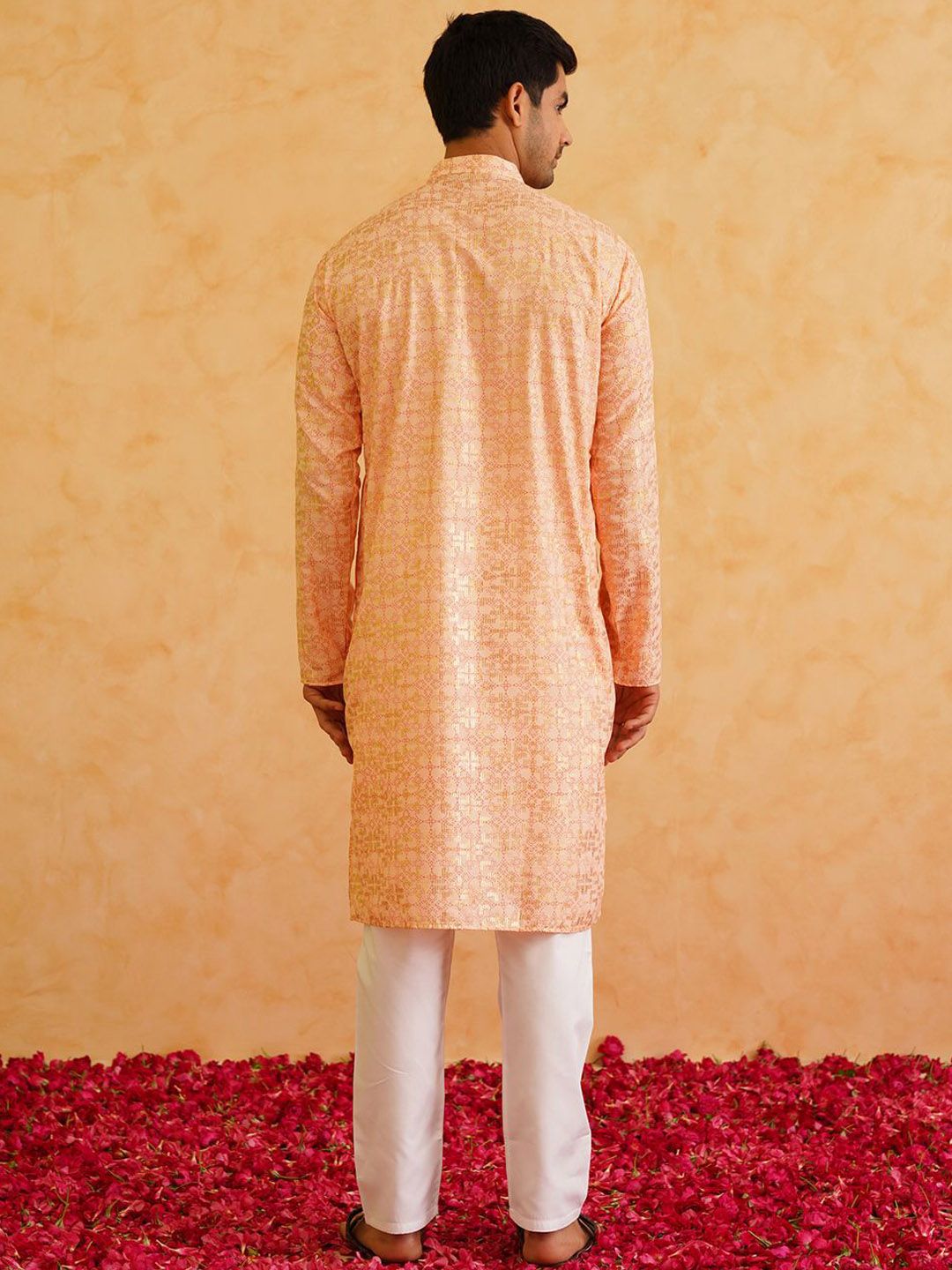 SOJANYA Motif Etnik Bercetak Kolar Mandarin Kurta Kapas Tulen Dengan Piyama