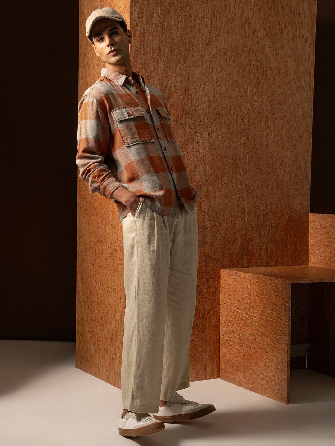 LOCOMOTIVE Premium Men Oversized Oxford Dobby Textured Checked Overshirt