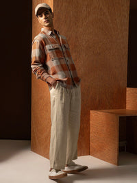 LOCOMOTIVE Premium Men Oversized Oxford Dobby Textured Checked Overshirt
