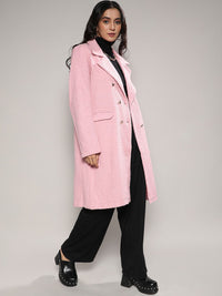 Kampus Sutra Pink Reka Bentuk Diri Diri Bercitar Kolar Longline Longline Coat