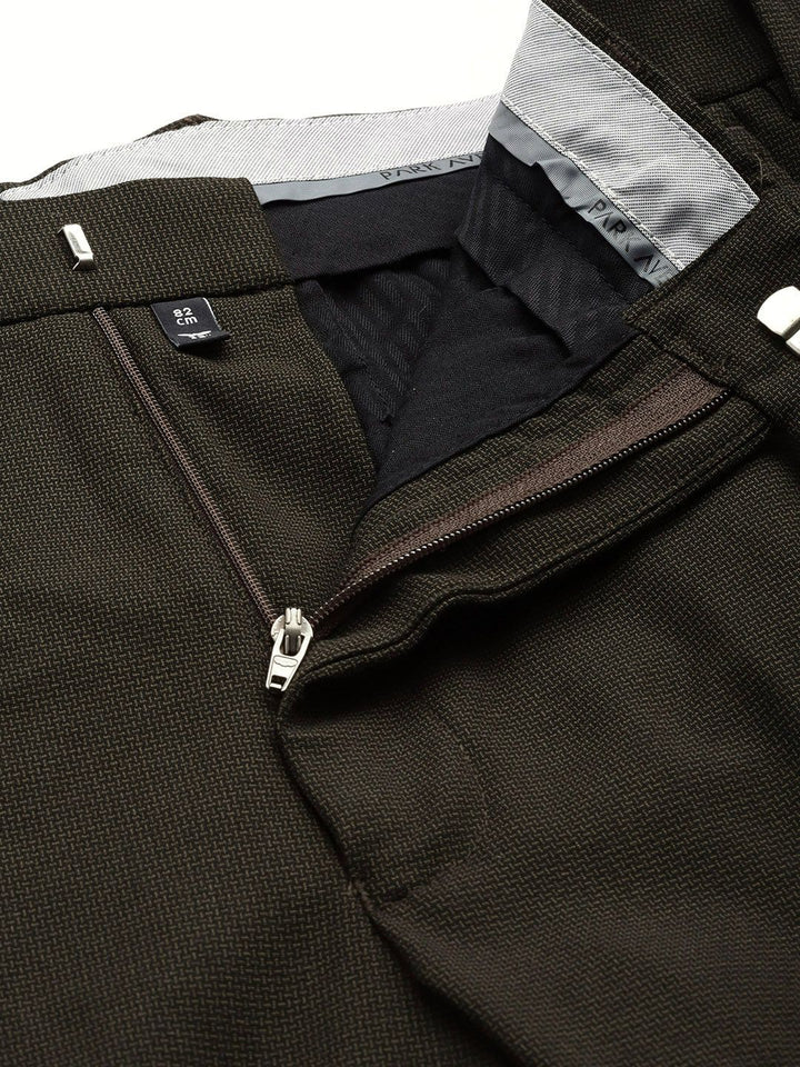 Park Avenue Men Self Design Textured Slim Fit Formal Trousers