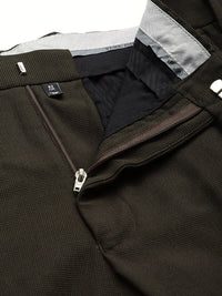Park Avenue Men Self Design Textured Slim Fit Formal Trousers