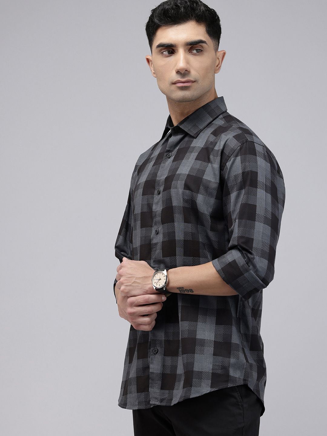 Park Avenue Slim Fit Opaque Checked Pure Cotton Casual Shirt