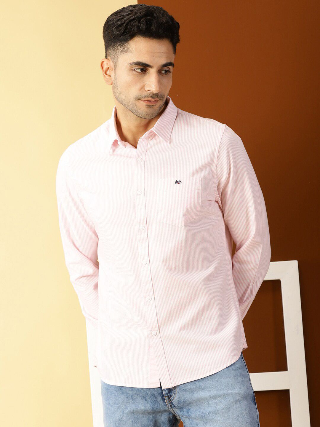Thomas Scott Smart Slim Fit Vertical Stripes Pure Cotton Casual Shirt