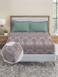 MYTRIDENT Victoria Soft Comfort Fitted 210TC King Cotton 1 Bedsheet with 2 Pillow Covers