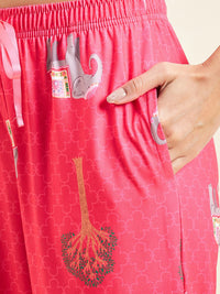Sweet Dreams Pink Graphic Printed T-shirt With Pyjamas