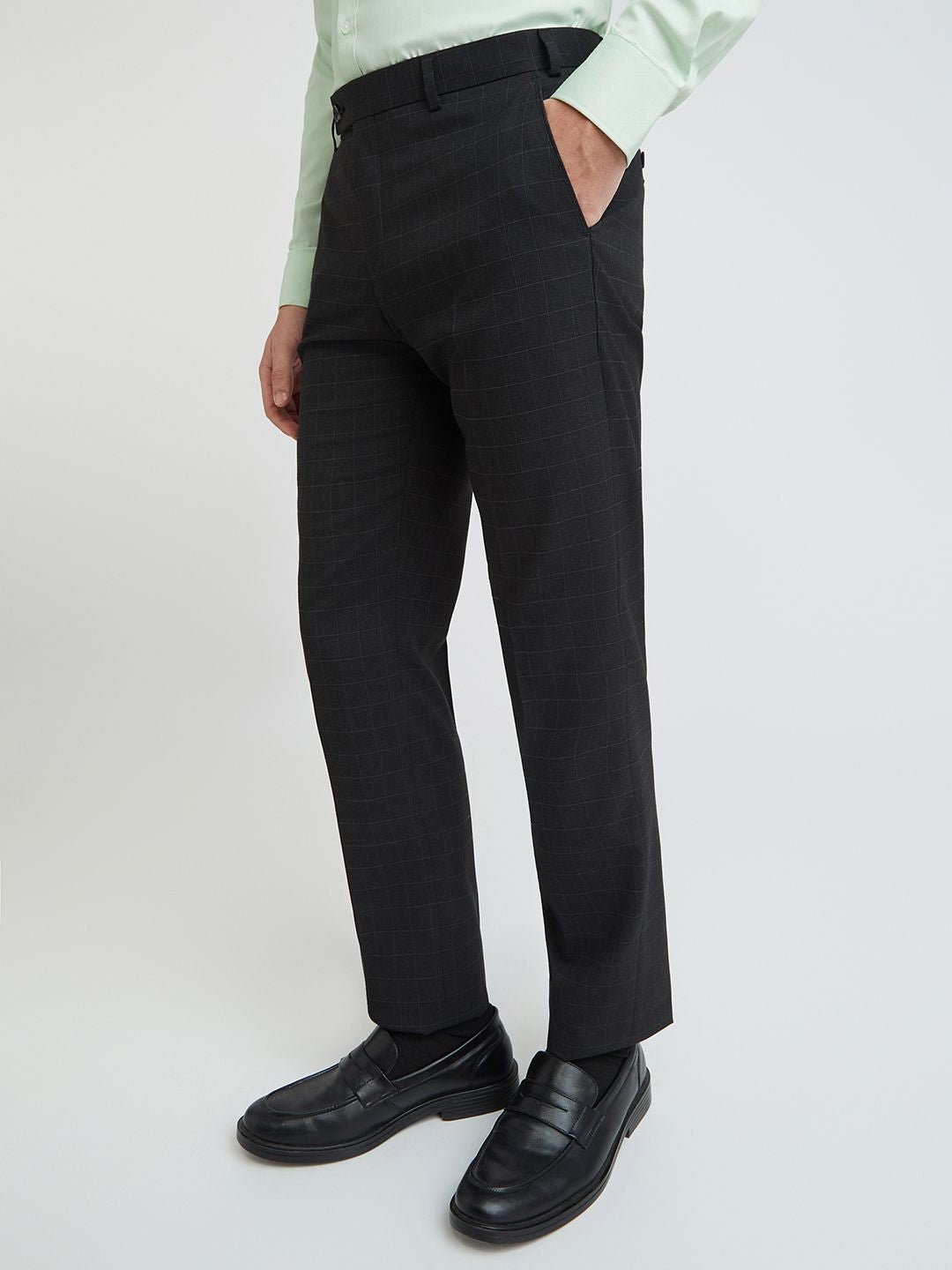 Park Avenue Men Mid-Rise Checked Formal Trouser