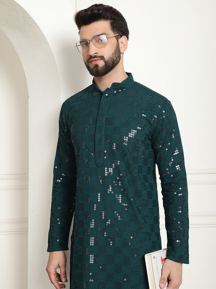 SOJANYA Kurta Kapas Tulen Sulam Geometrik Labuci
