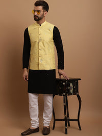 SOJANYA Ethnic Embroidered Sequinned Pure Cotton Kurta & Churidar With Nehru Jacket